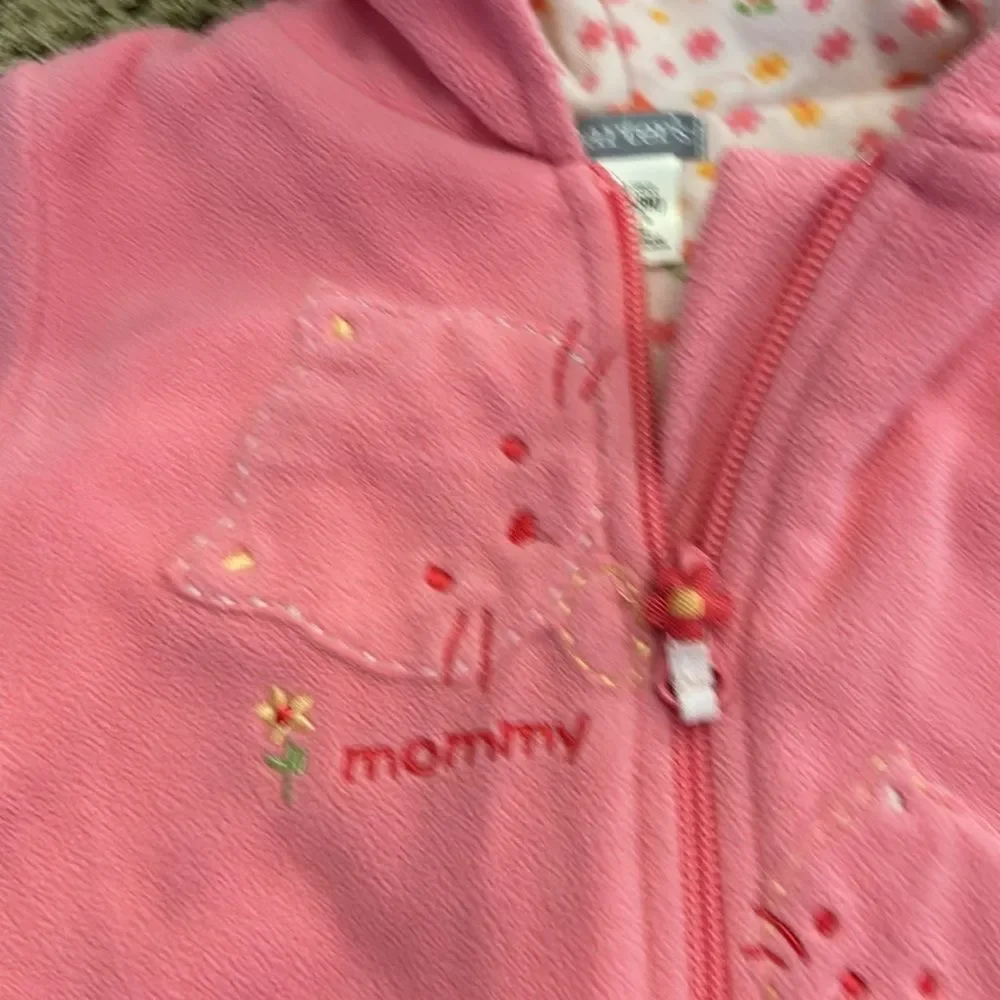 Carter's Girls Fleece Pink Jogger Hoodie Lined Jacket Outfit Track Set Size 0-3M